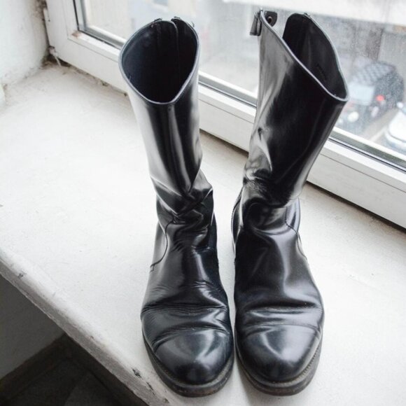 JIL SANDER RAF SIMONS Era FW 2009 High Zip Up Leather Boots - Picture 1 of 4
